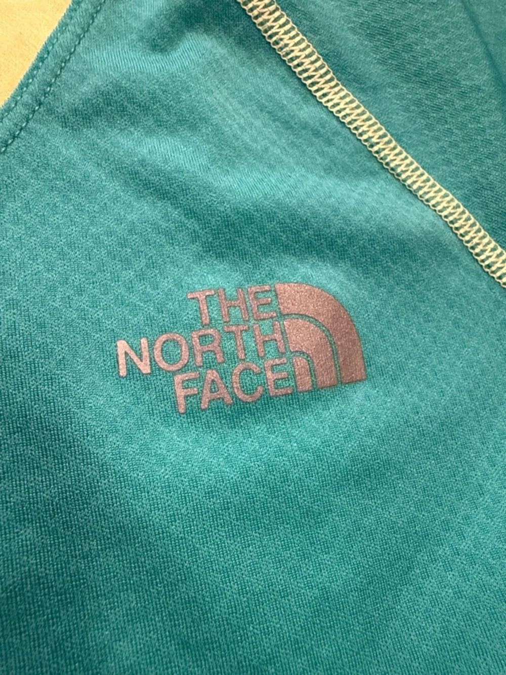 The North Face Turquoise Performance Tee with White & Neon Yellow Accents - Picture 4 of 6